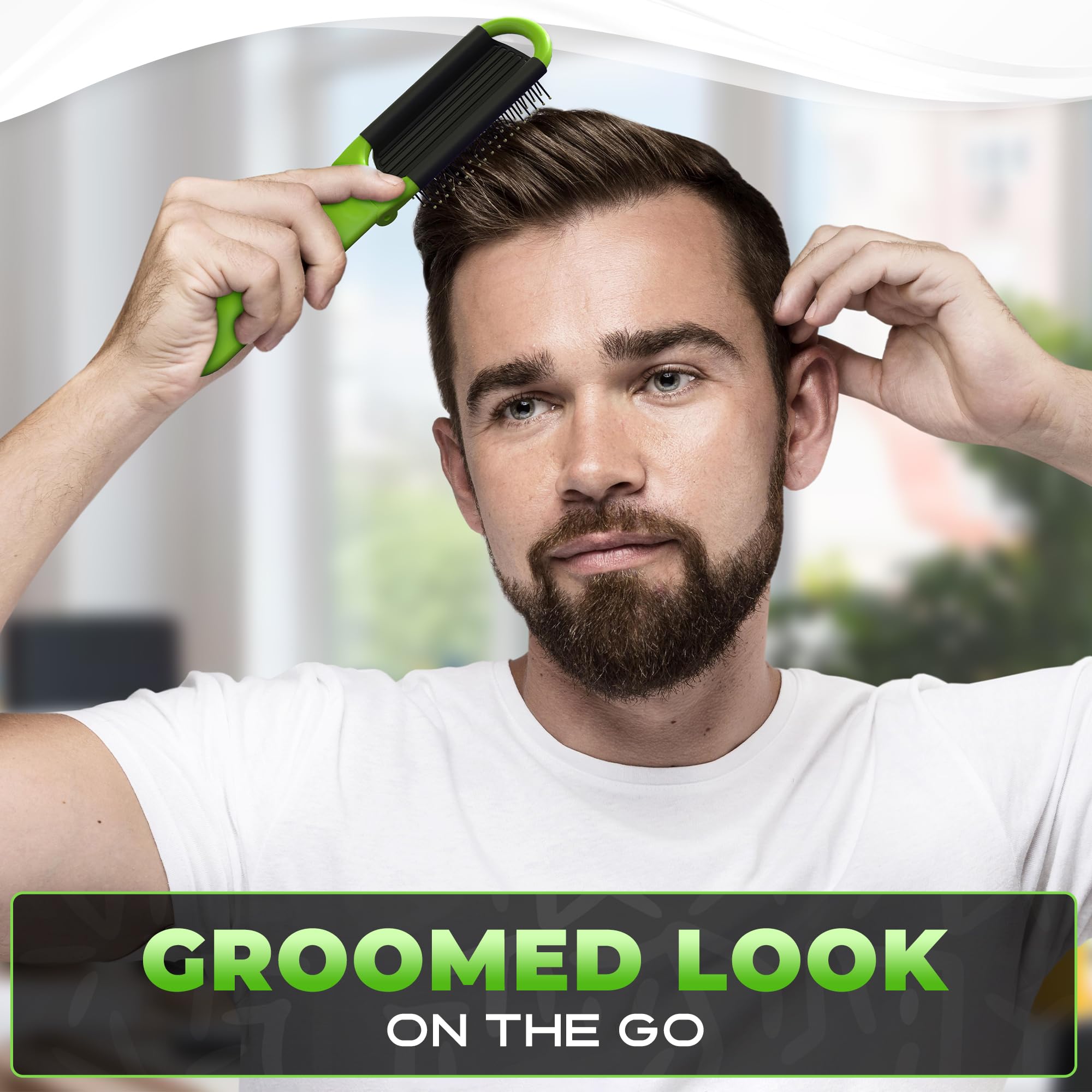 DIMROM brosse de poche verte pliable avec miroir légère et rapide