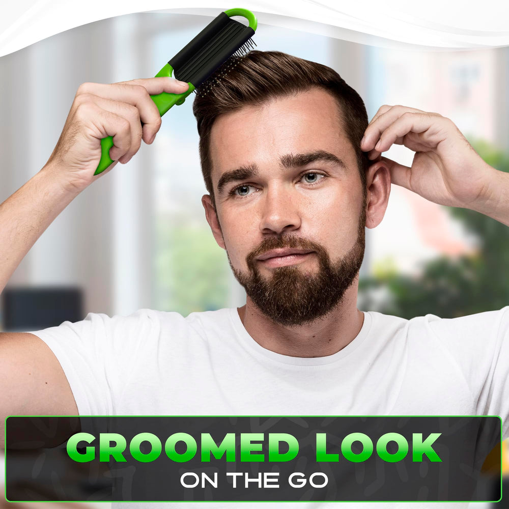 DIMROM brosse de poche verte pliable avec miroir légère et rapide