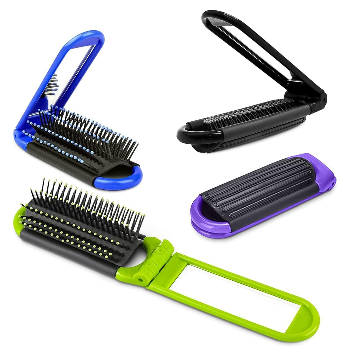 DIMROM brosse de voyage bleu pliable avec miroir idéale pour retouches en déplacement
