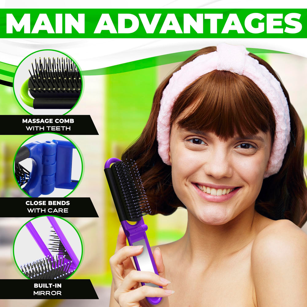DIMROM brosse de voyage noire pliable avec miroir compacte et légère