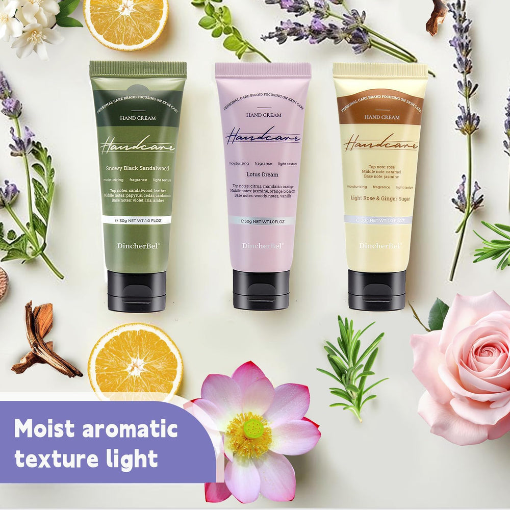 DincherBel coffret Crèmes Mains Rose légère et gingembre: touche délicate et parfumé.