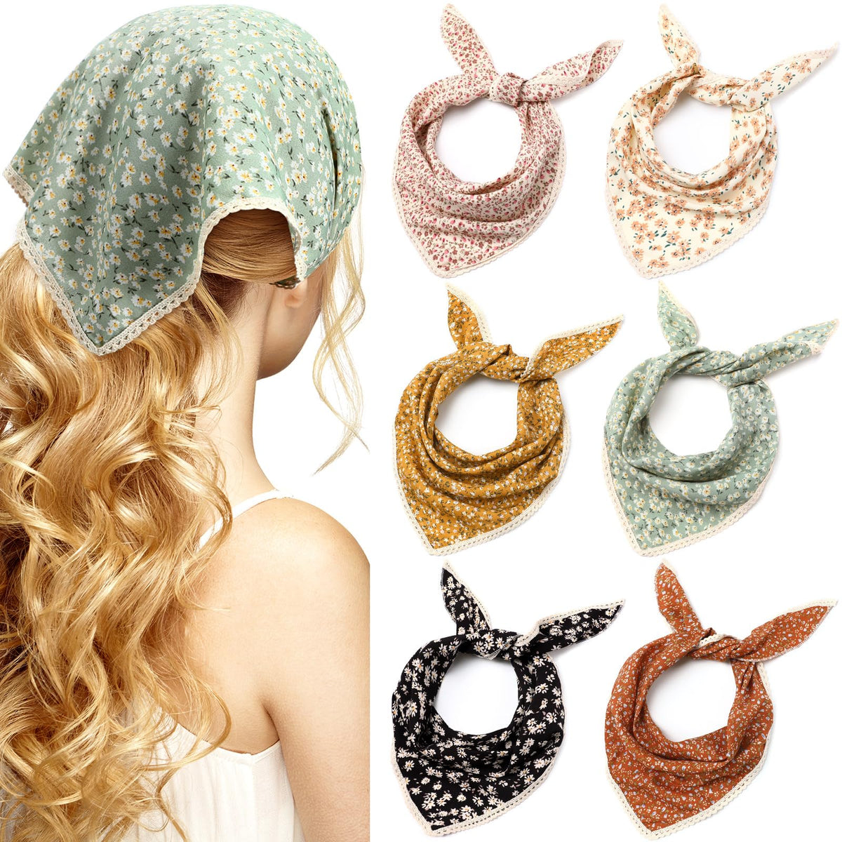 dingion ensemble-bandanas-fleurs: foulards floraux pour varier vos looks quotidiens