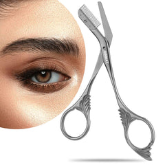 DINNAT ciseaux sourcils avec peigne, prise ergonomique pour une précision.