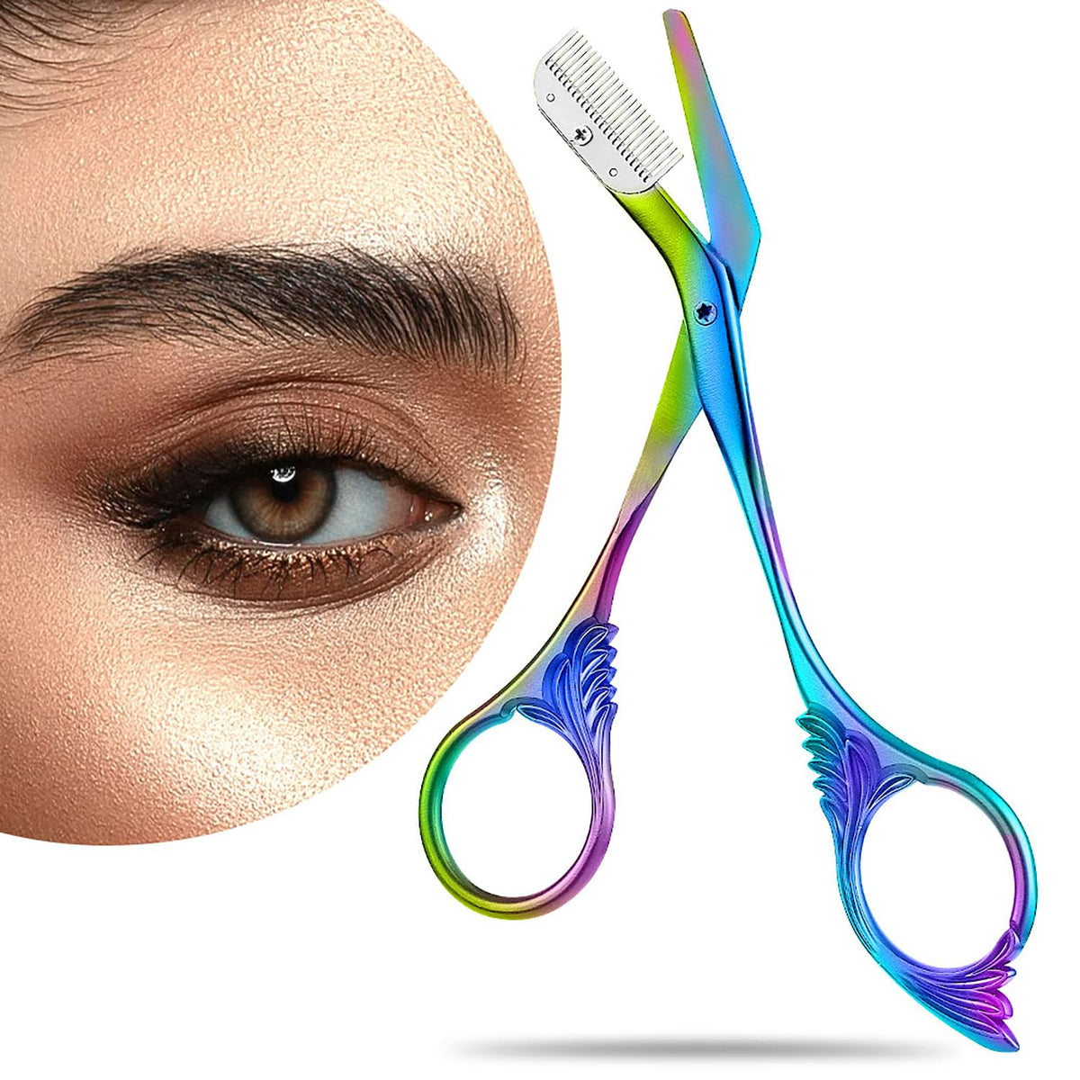 DINNAT ciseaux sourcils avec peigne pour tracé précis.