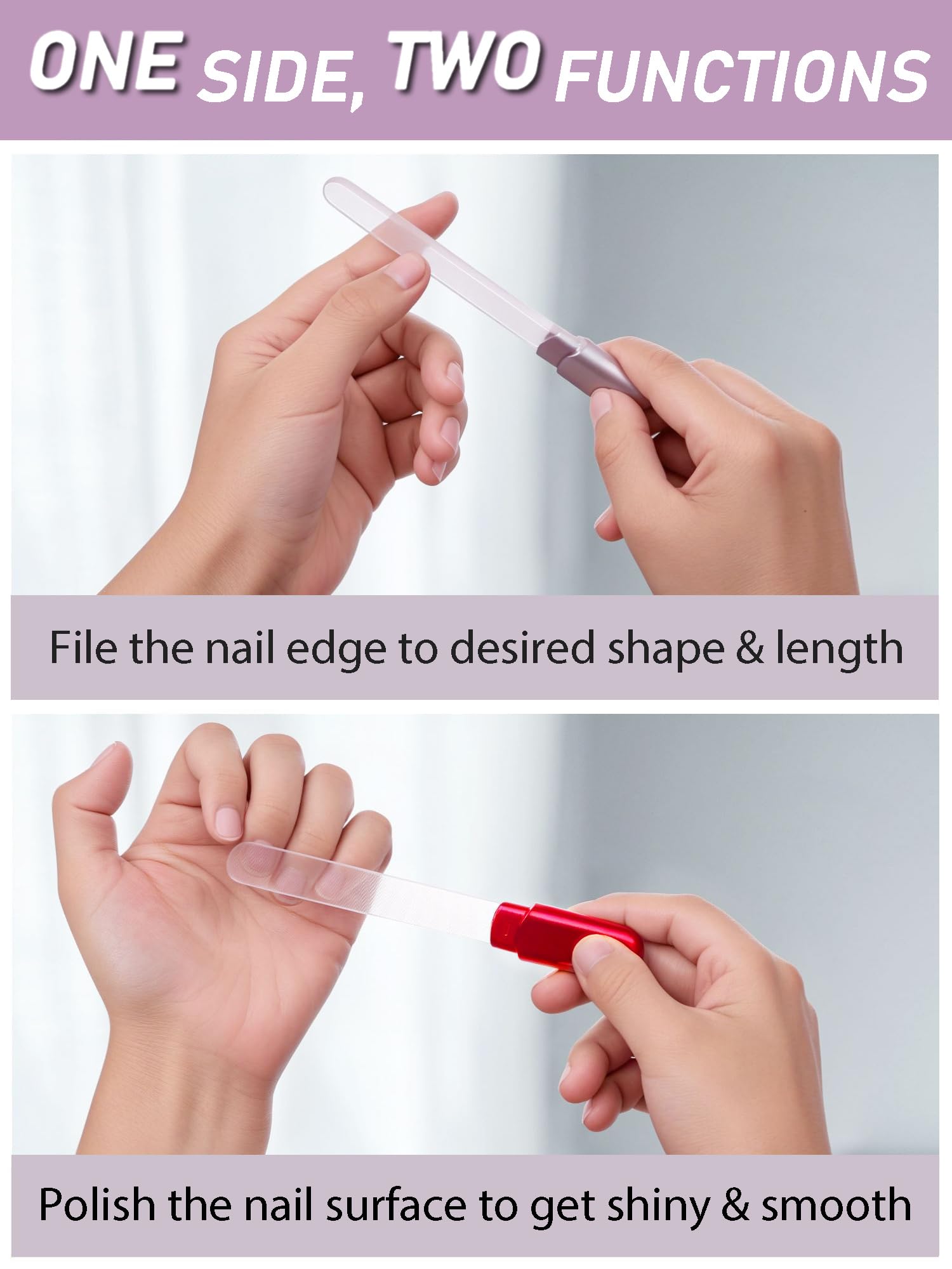 Buffer en verre Diodiva rose doré avec étui, brillance sans vernis