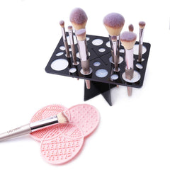 Diolan tapis trefle en silicone noir et rose pour nettoyage en douceur des pinceaux