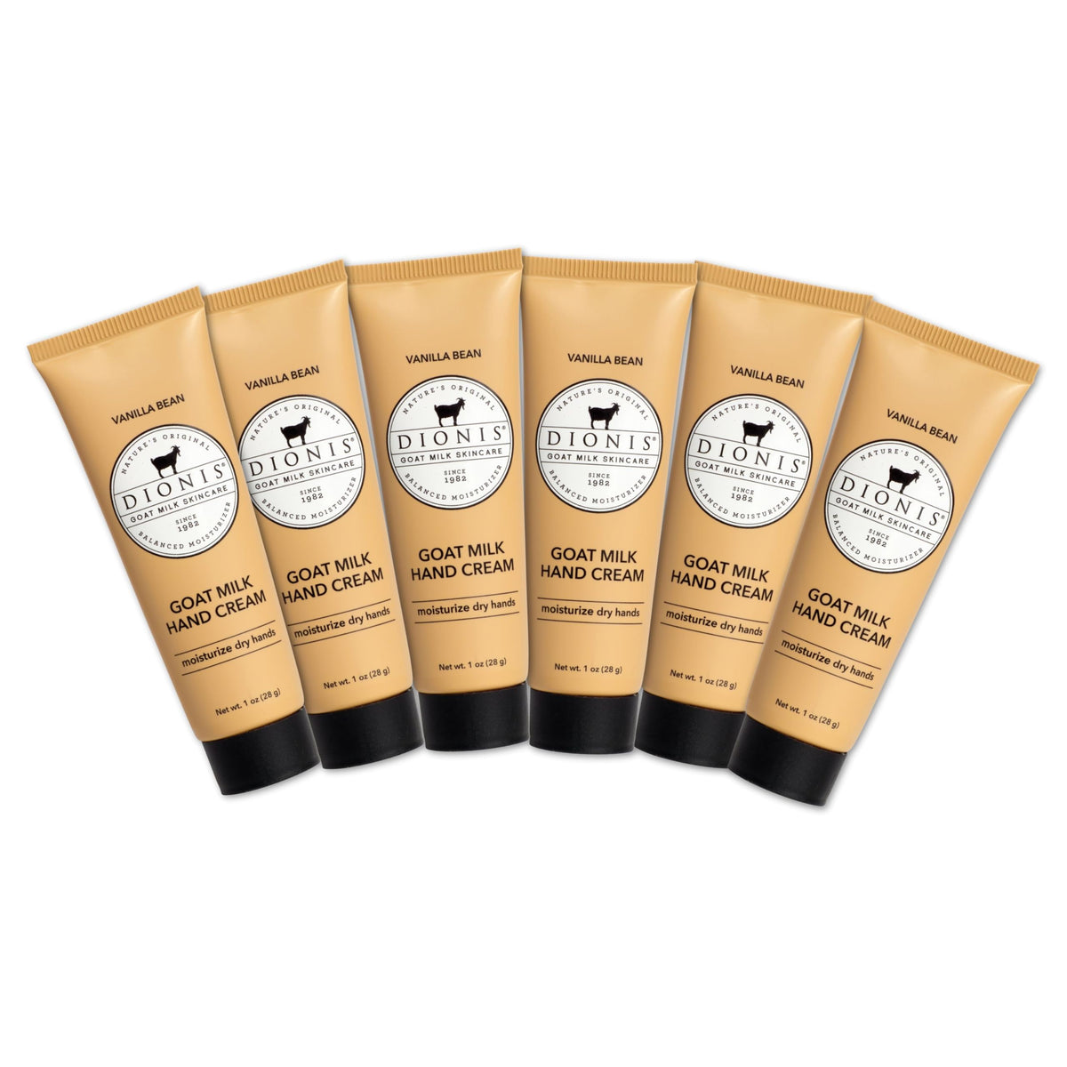 Dionis crème main lait chèvre vanille, emballage pack6 facile à partager.