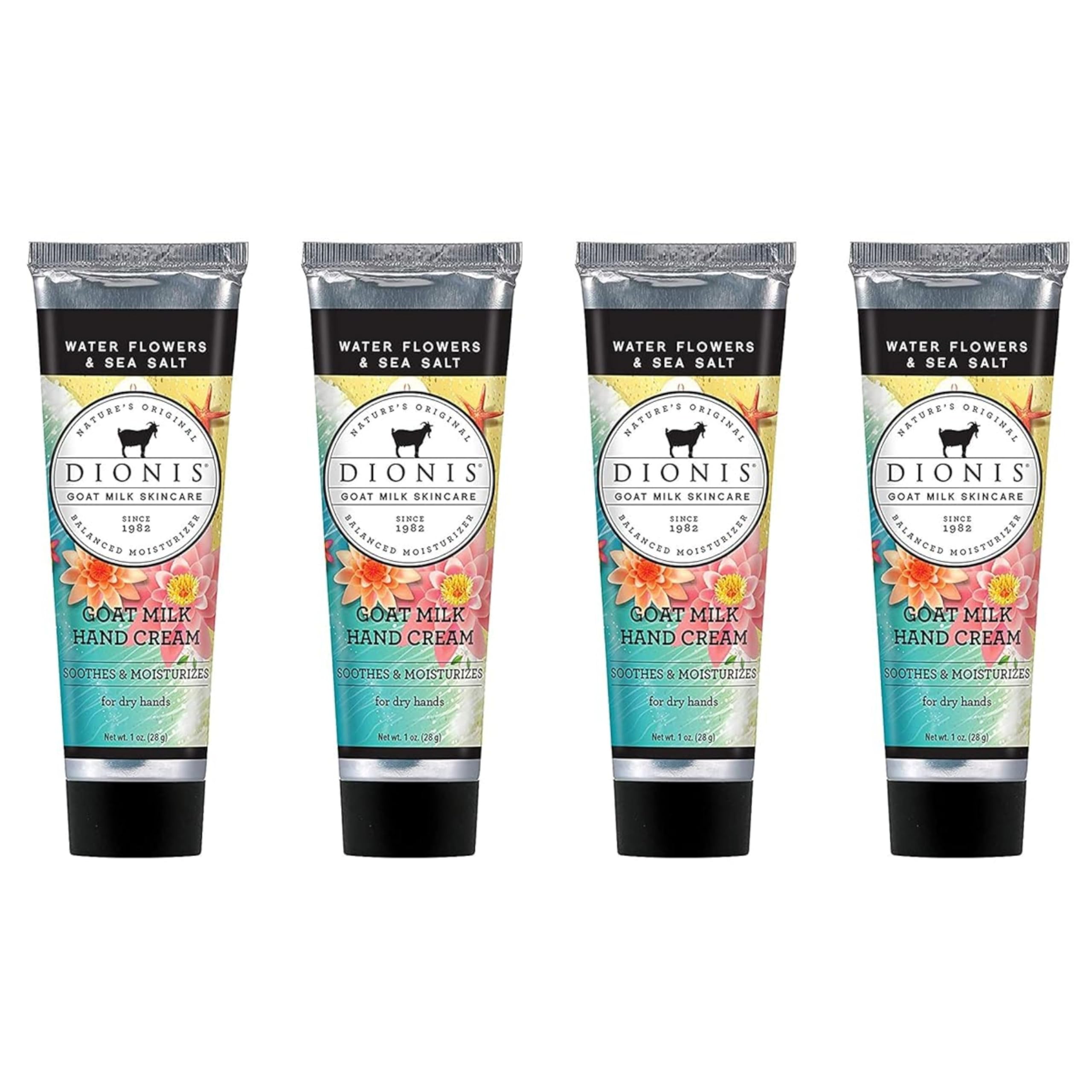 Dionis ensemble crèmes mains lait chèvre en 4 flacons voyage hydratants