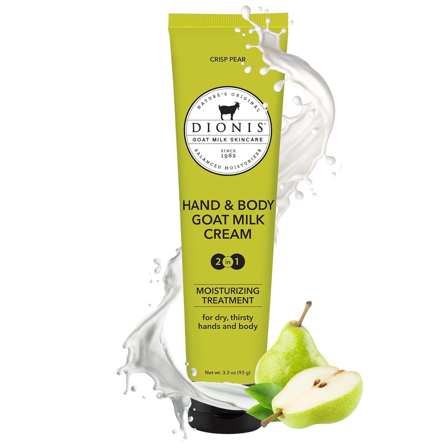 Lotion corps Dionis poire croquante 8,5 oz, soin rapide et nourrissant.