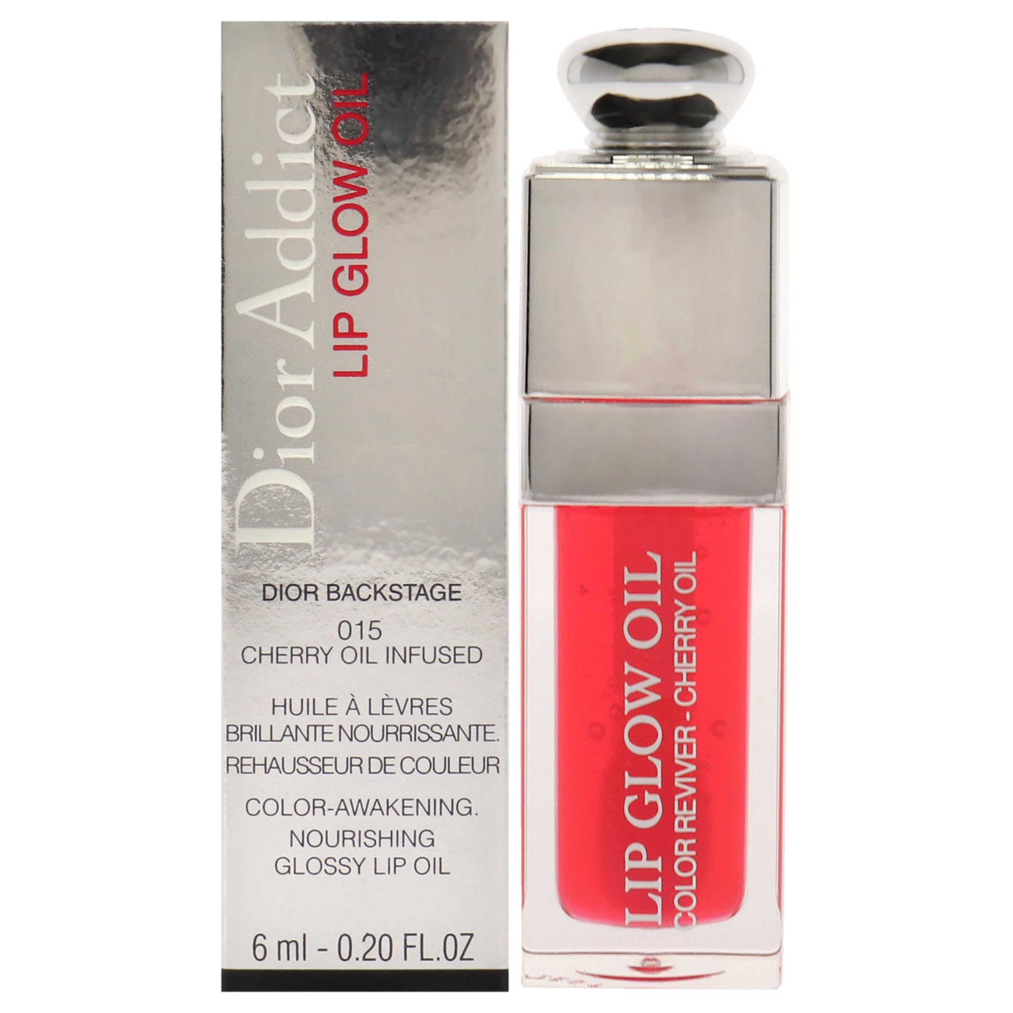 Dior Addict Lip Glow Oil 015 Cerise, bouteille lumineuse, nourrissante pour les lèvres