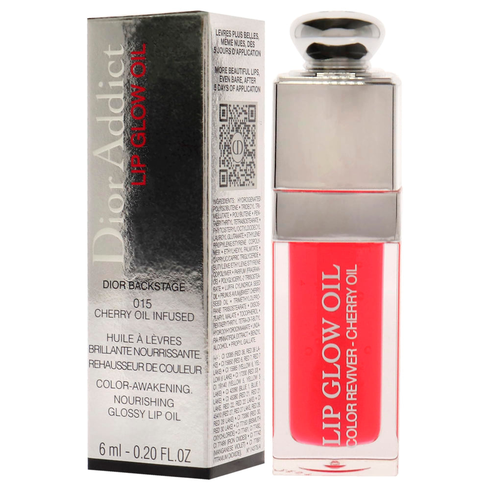 Dior Addict Lip Glow Oil 015 Cerise, emballage élégant et praticité en déplacement