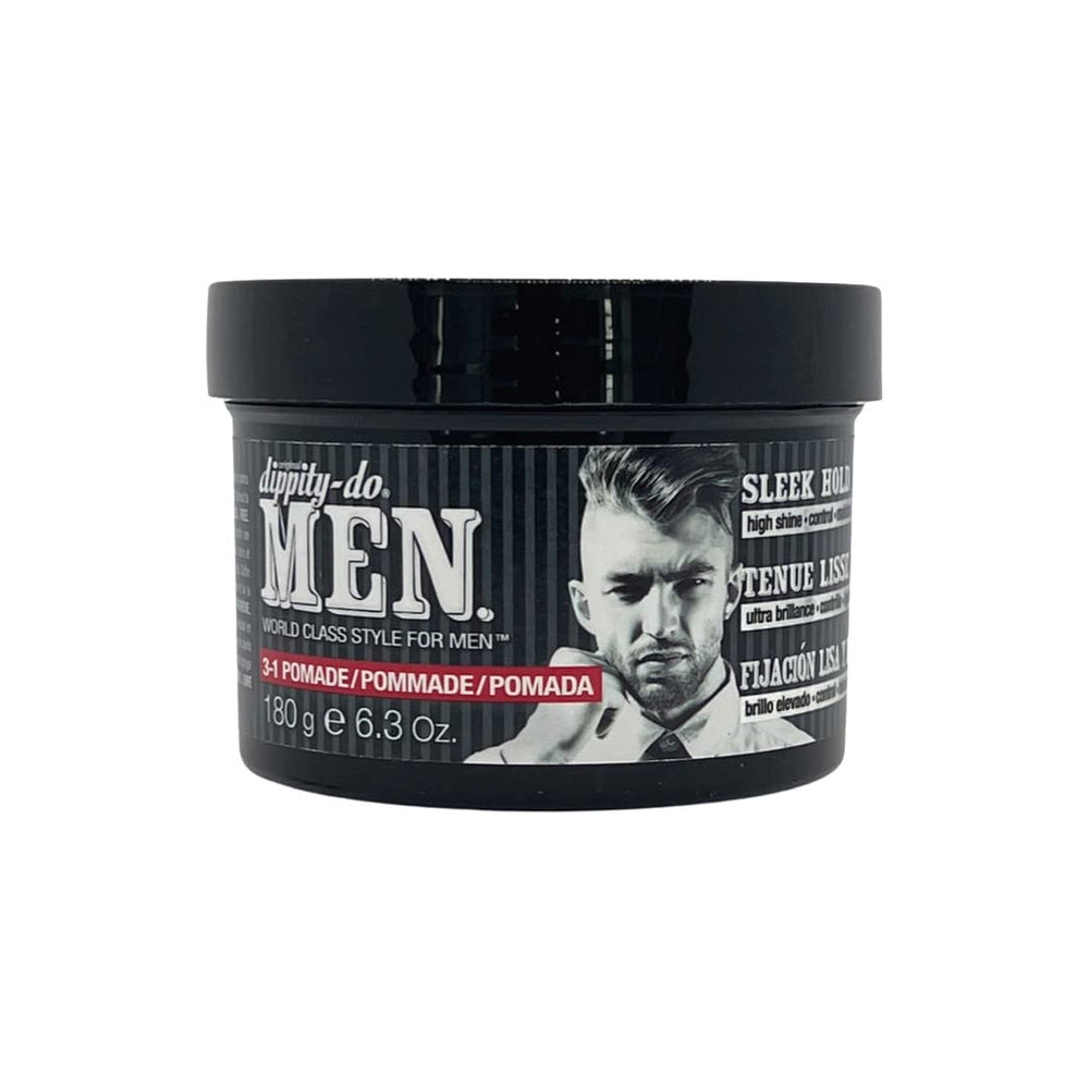 Dippity Do Pomade 3-en-1 pour homme, brillance, tenue et hydratation.