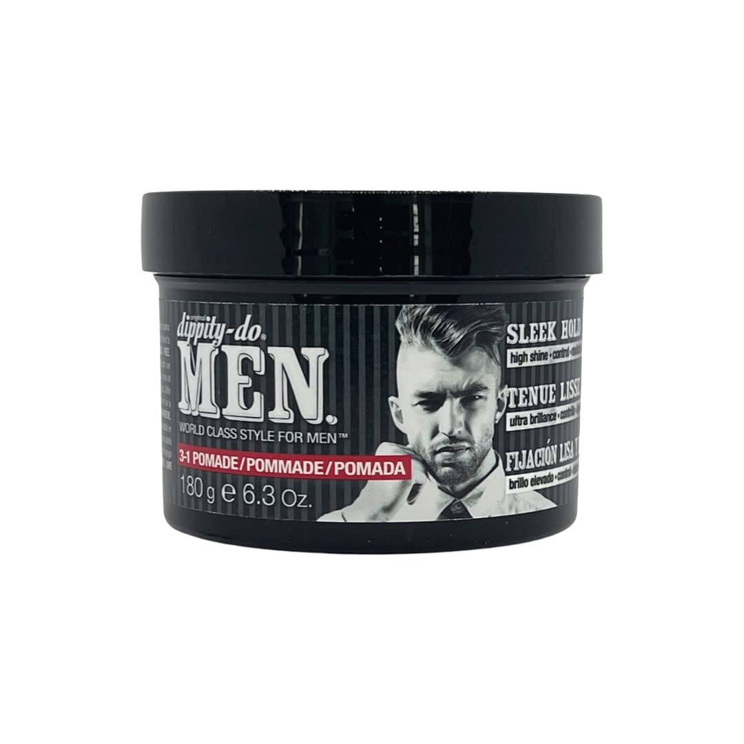 Dippity Do Pomade 3-en-1 pour homme, brillance, tenue et hydratation.