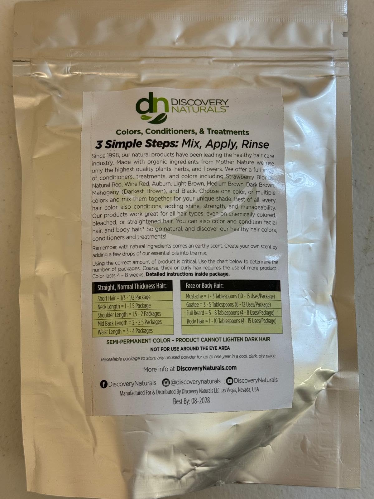 Application à domicile pour cheveux et barbe avec Discovery Naturals