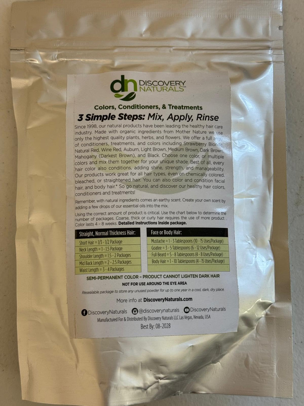 Application à domicile pour cheveux et barbe avec Discovery Naturals