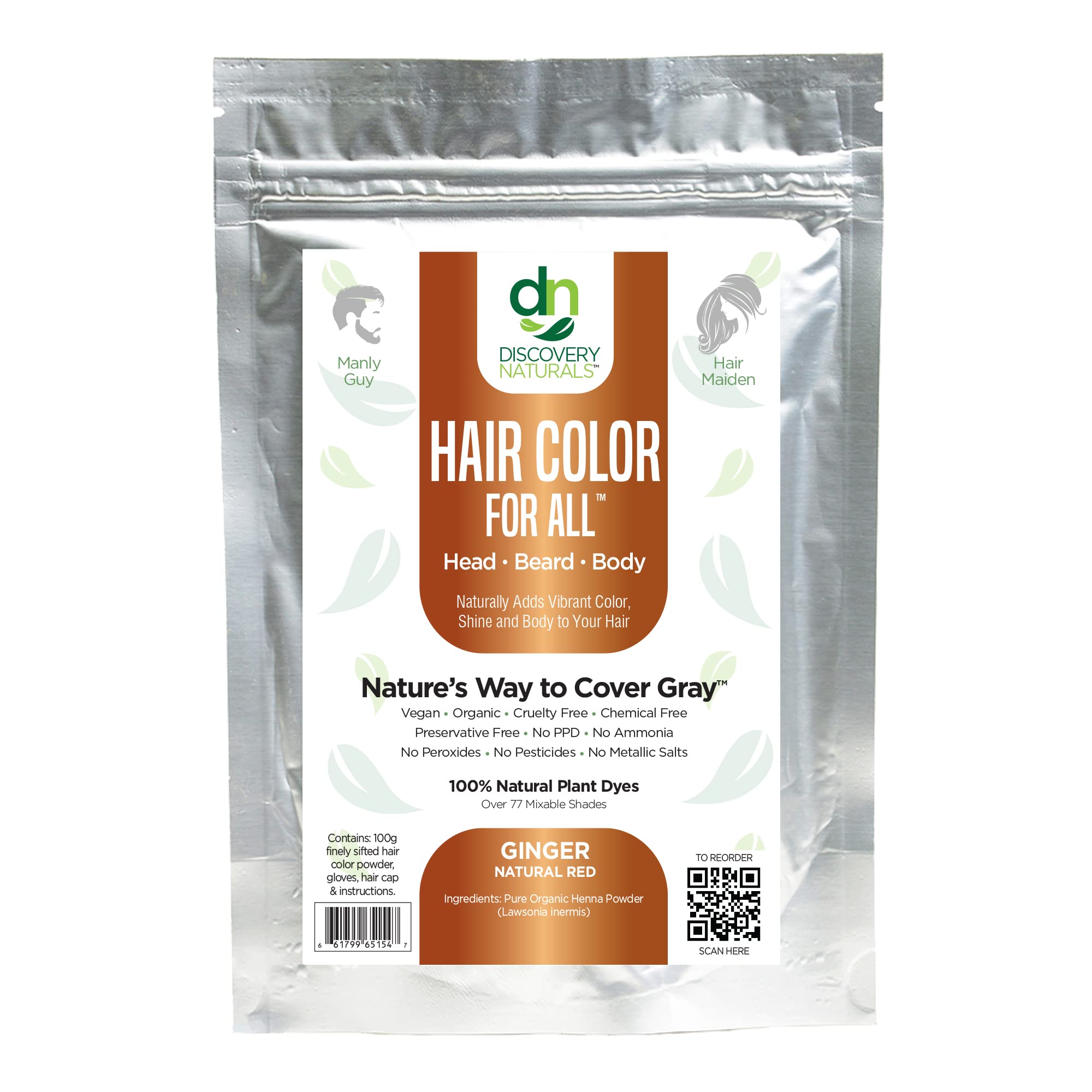 Discovery Naturals henné rouge poudre : couleur naturelle et durable pour cheveux gris