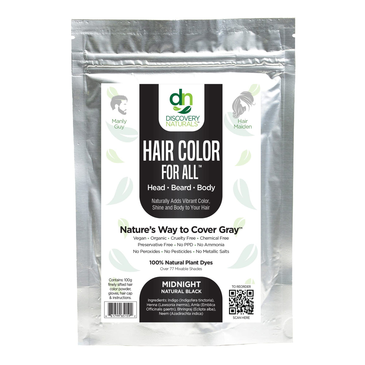 Kit Discovery Naturals Henné Noir pour tous, couleur permanente naturelle et pratique