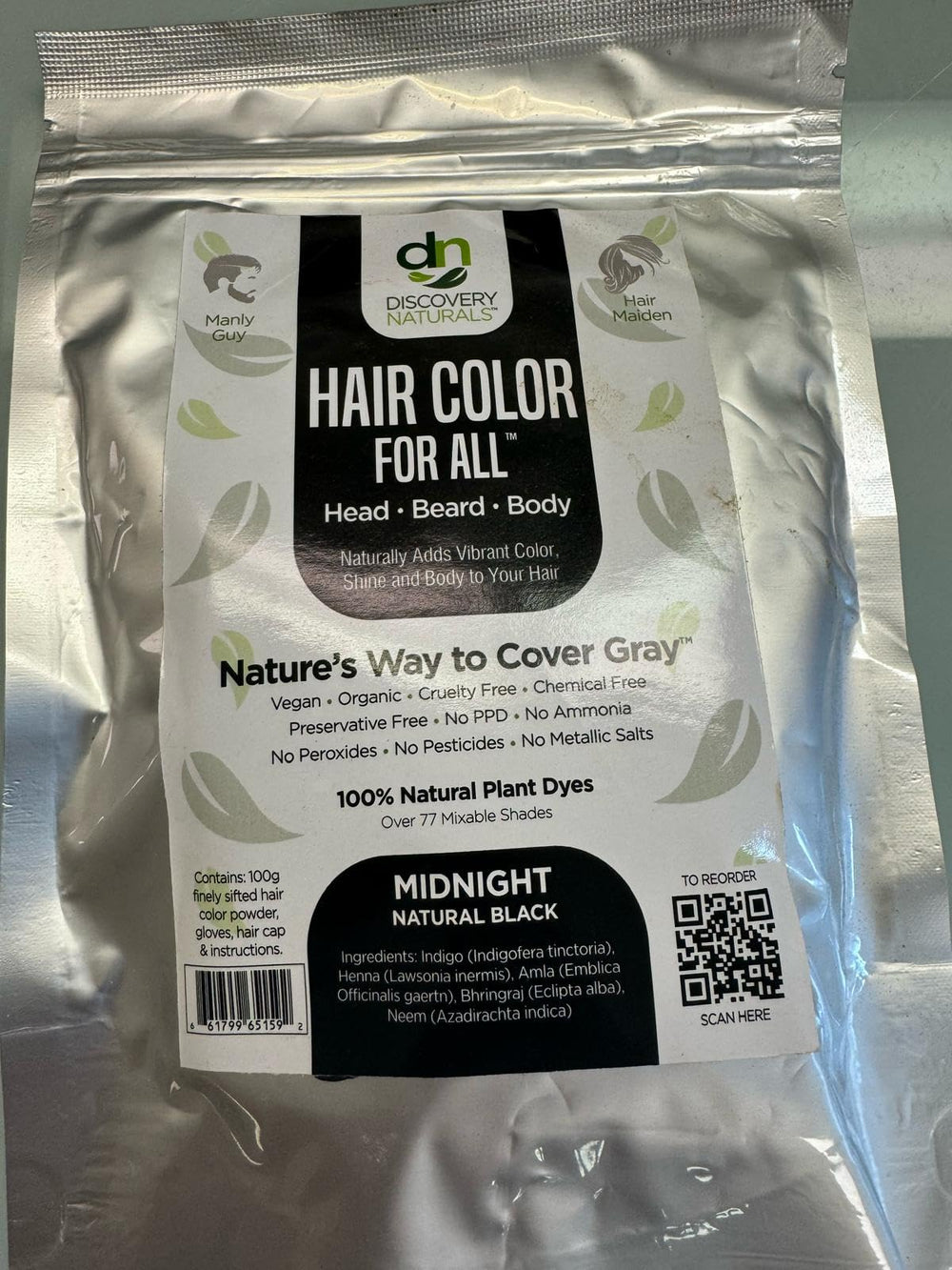 Résultat de teinte noir profond par Discovery Naturals