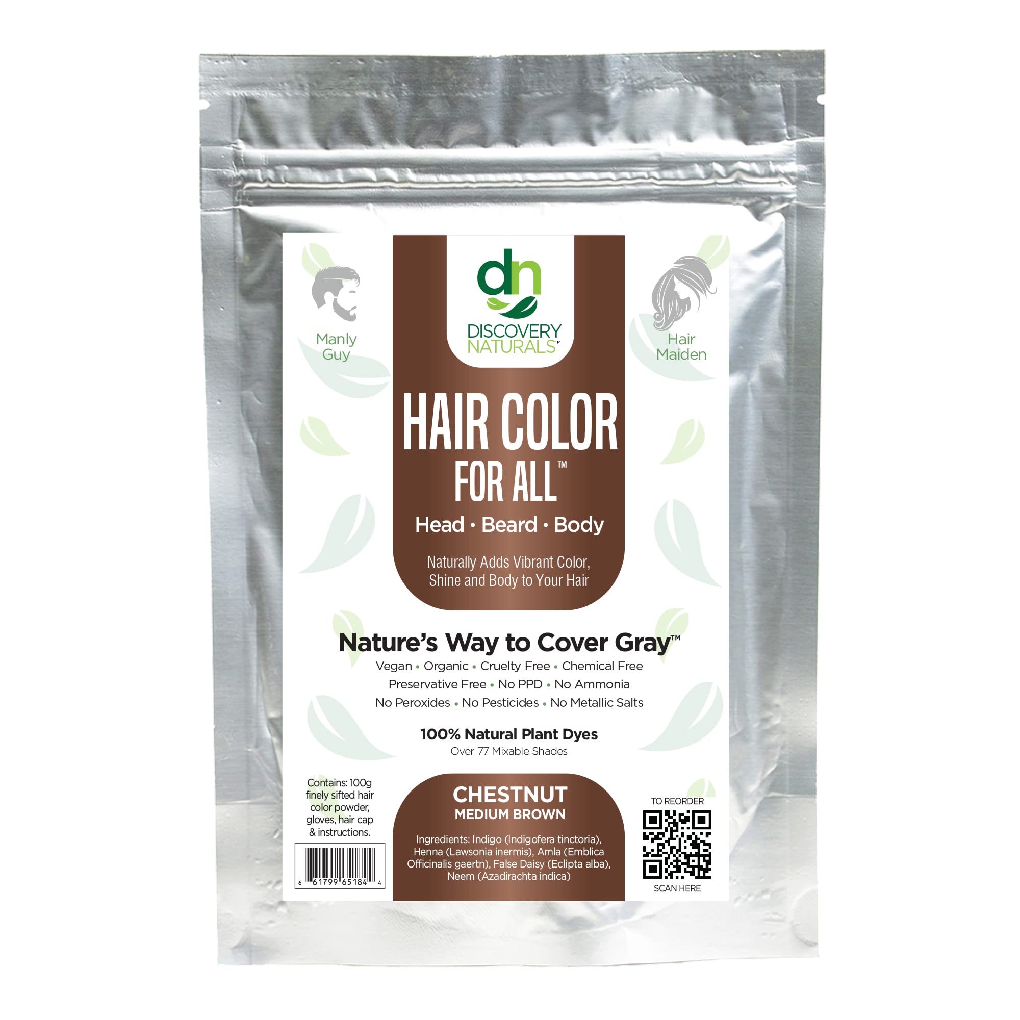 Discovery Naturals henné brun châtaigne kit: couverture naturelle et durable