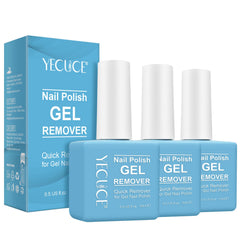 Dissolvant Gel pour Ongles, lot de 3 bouteilles 15 ml, retrait rapide et sûr.