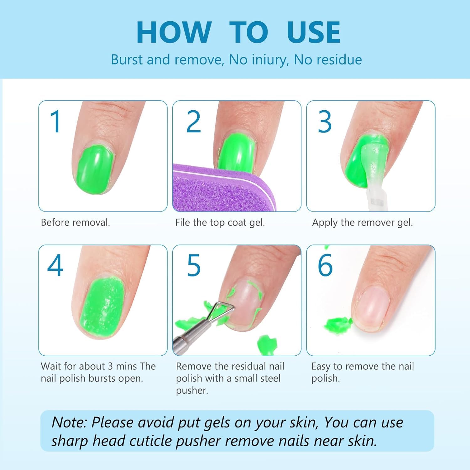 Dissolvant Gel pour Ongles, format portable pour usage à domicile.