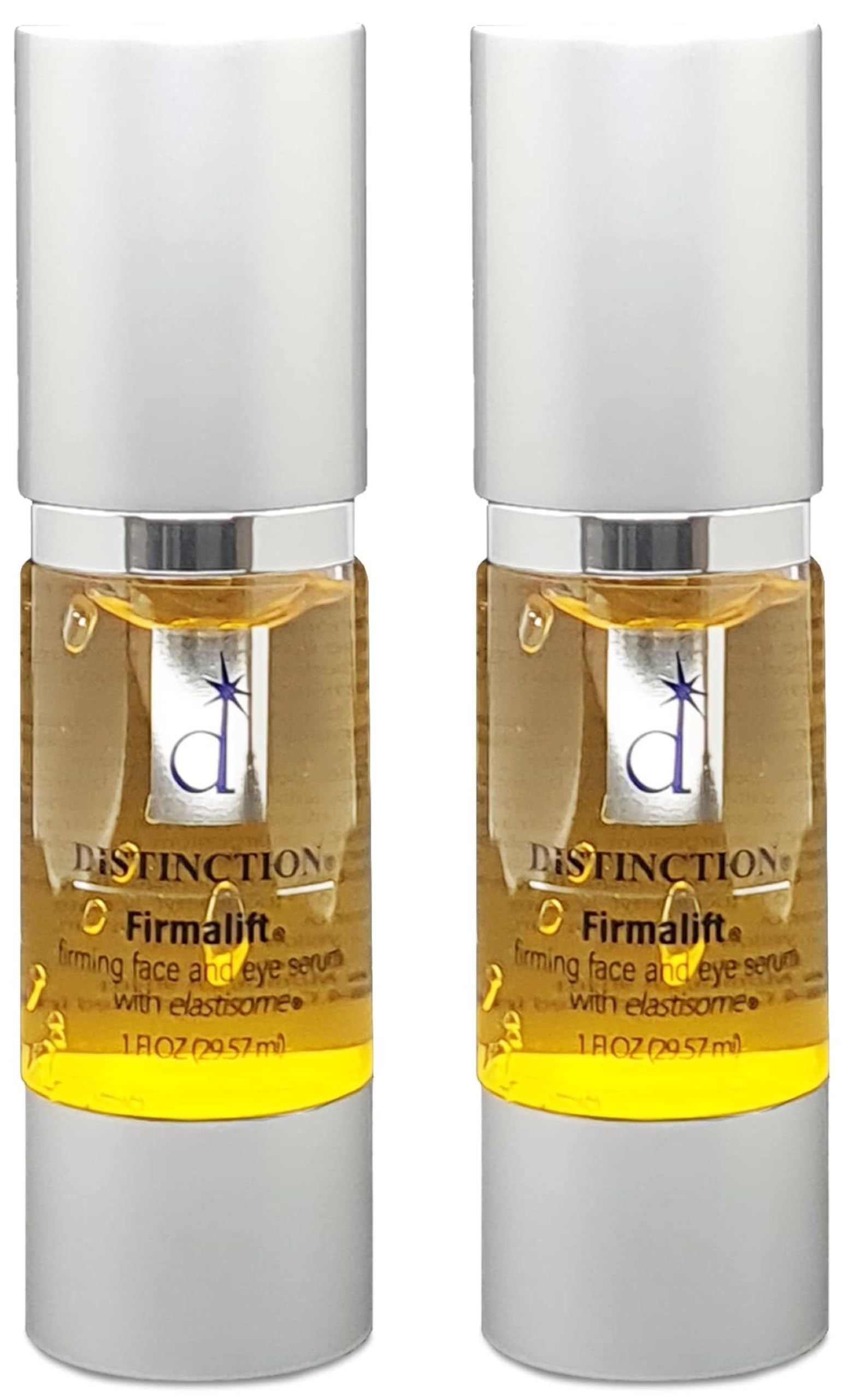 Sérum Distinction Firmalift dans sa bouteille montrant la texture légère pour le visage.