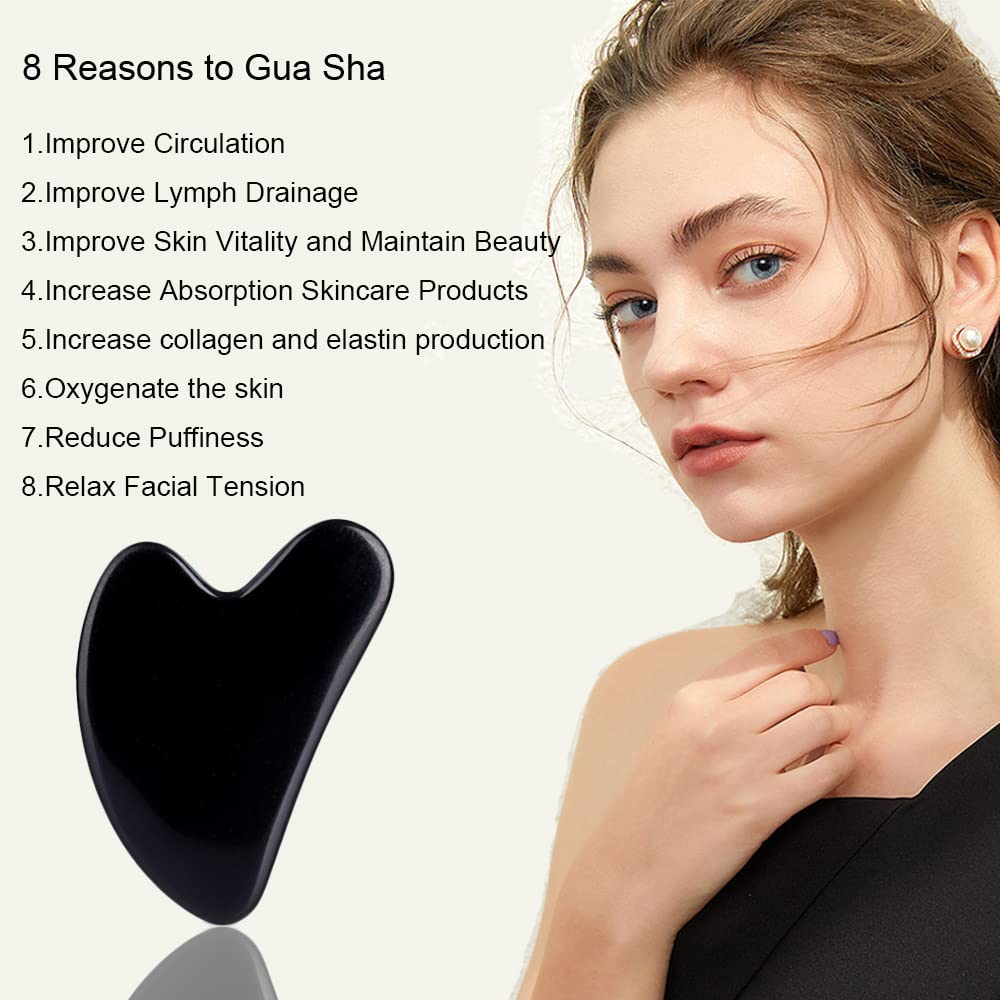 Ditind Gua Sha corps en obsidienne noire, soulage les tensions et stimule la circulation.