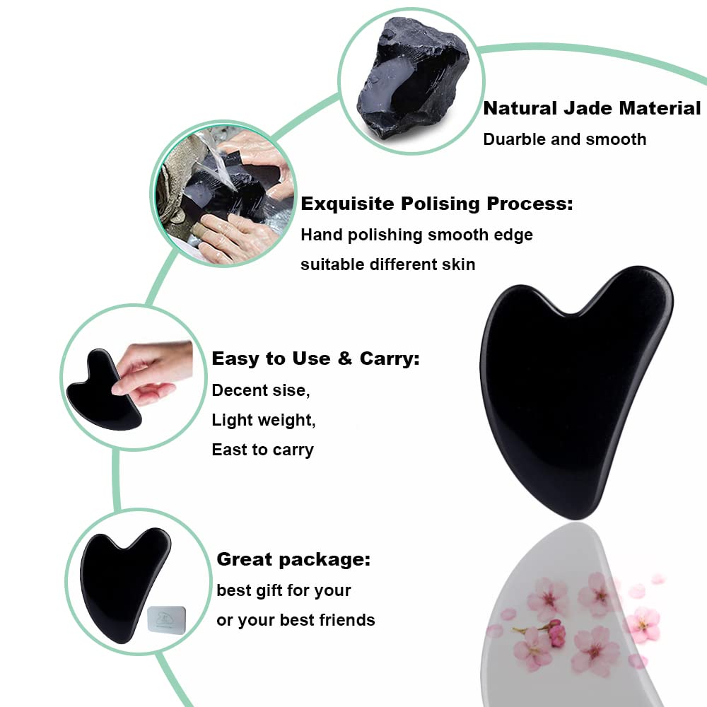 Ditind Gua Sha jade naturel, accroît l'éclat et l'élasticité de la peau.