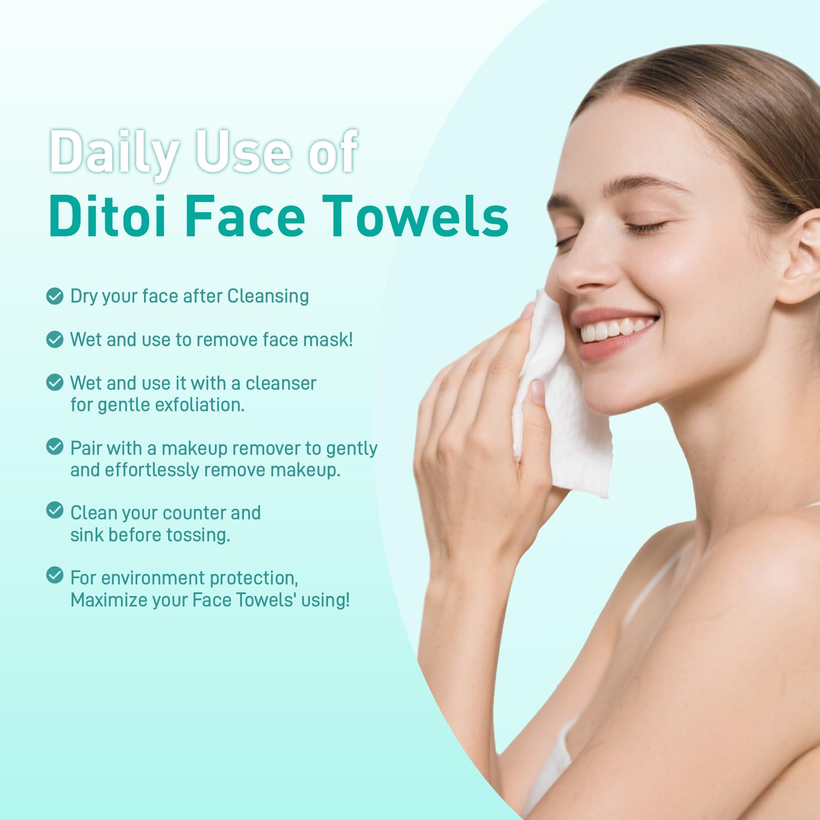 Ditoi serviettes visage jetables fibres naturelles: soin respectant les peaux sensibles
