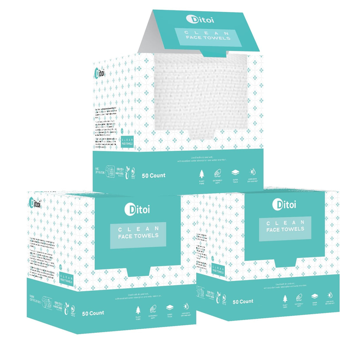 Ditoi serviettes visage 10x12 double-face: nettoyage doux et efficace du visage