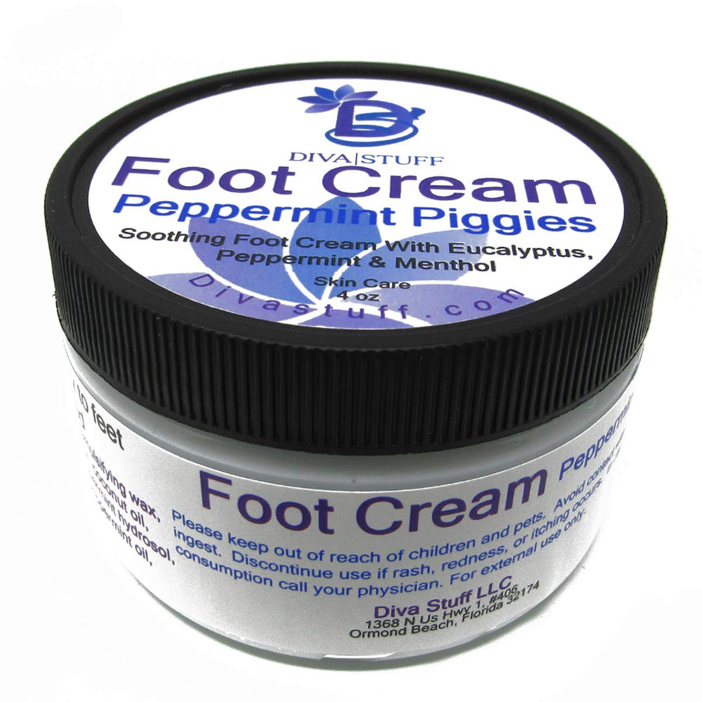 Diva Stuff Crème Pieds Menthe Eucalyptus en flacon, rafraîchit les pieds fatigués