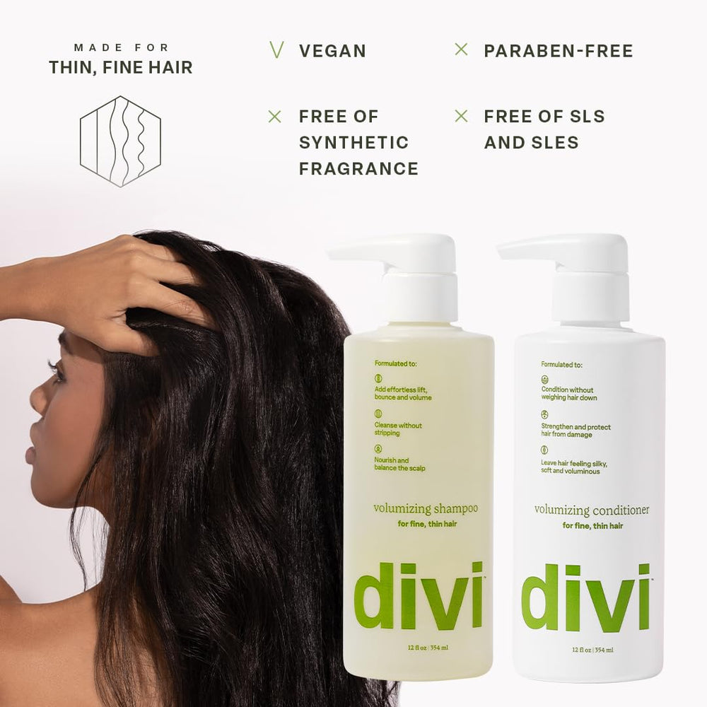 Divi Après-Shampoing Volume: bouteille prête à démêler et donner du corps.
