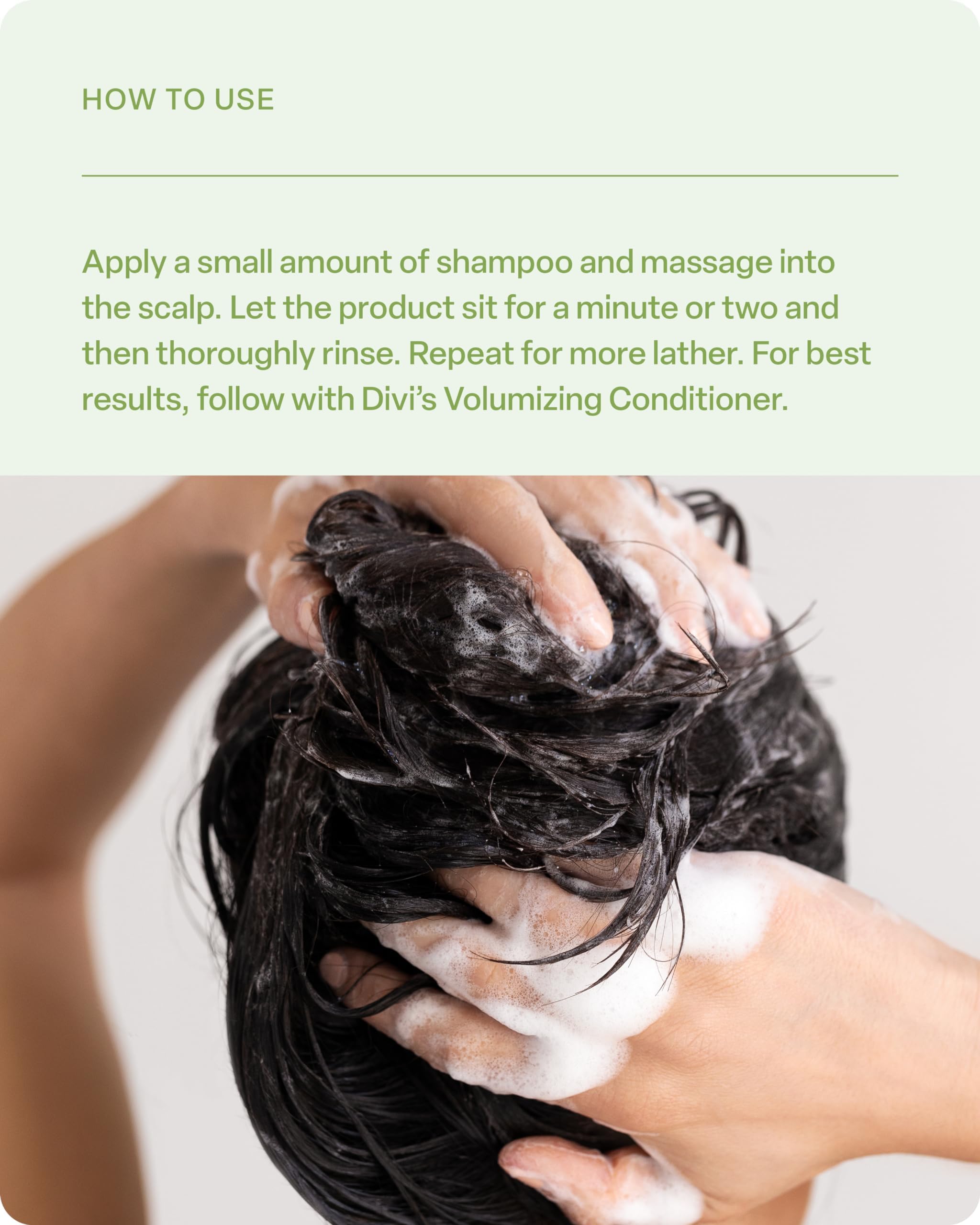Cheveux après séchage, volume léger et toucher doux.