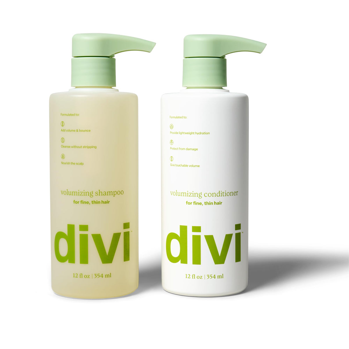 Divi Shampoing Volume: bouteille visible pour un effet lift léger et durable.