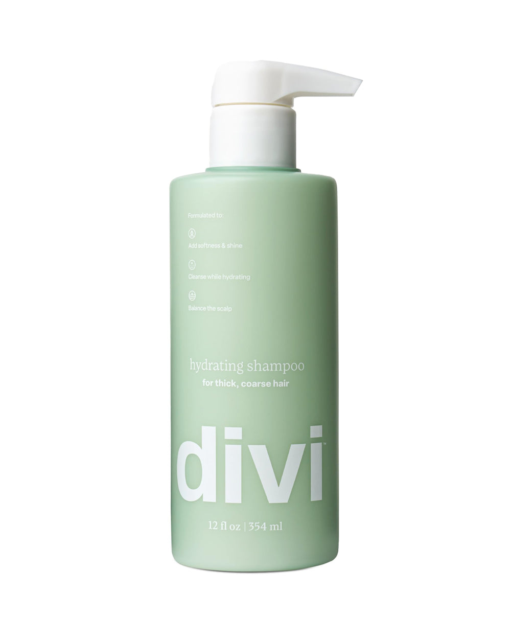 Divi shampooing hydratant, vue bouteille prête pour usage quotidien.