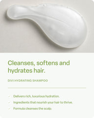 Divi shampooing hydratant, mousse légère sur cheveux lisses.