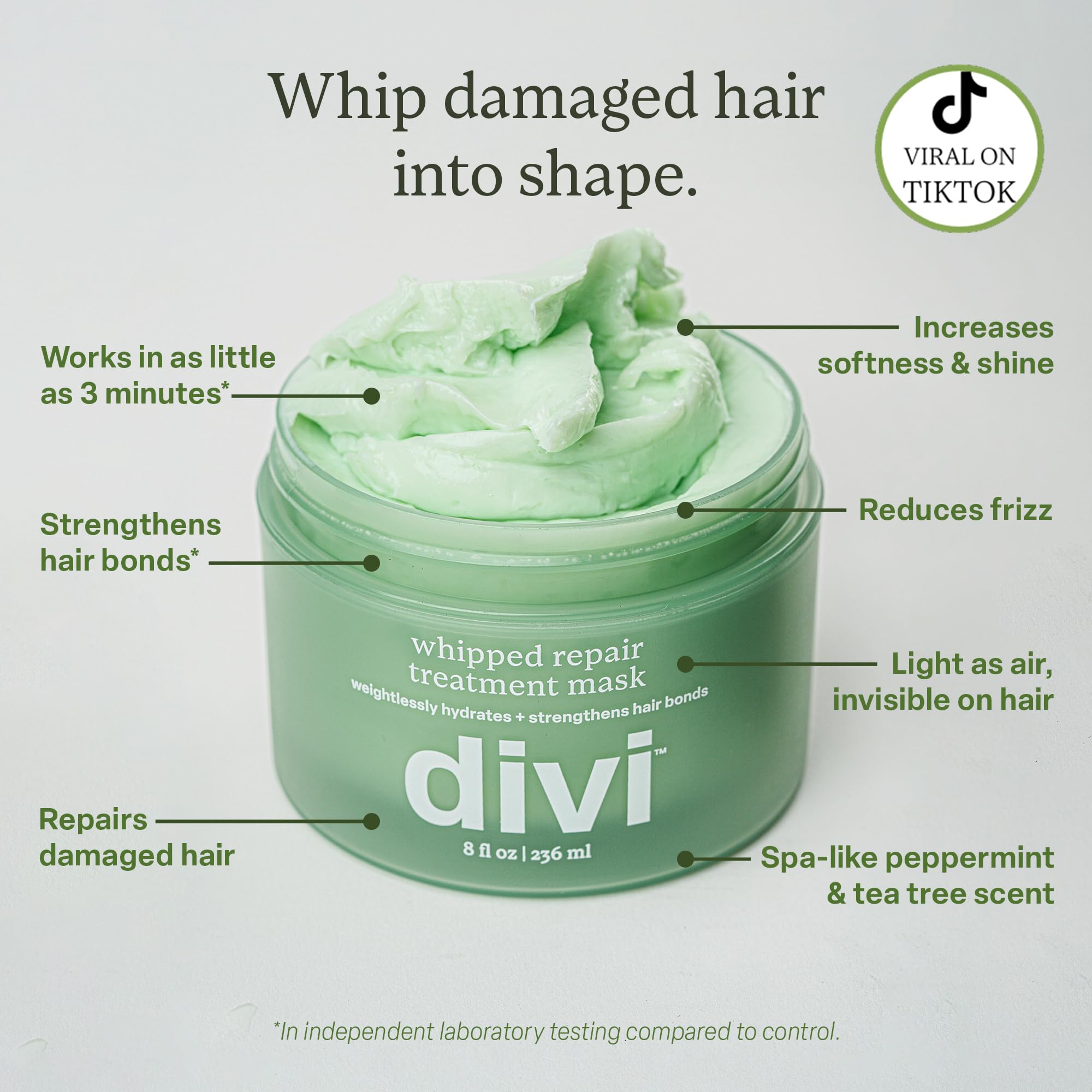 Divi Whipped Repair Mask: texture cremeuse pour douceur instantanée.