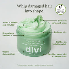 Divi Whipped Repair Mask: texture cremeuse pour douceur instantanée.