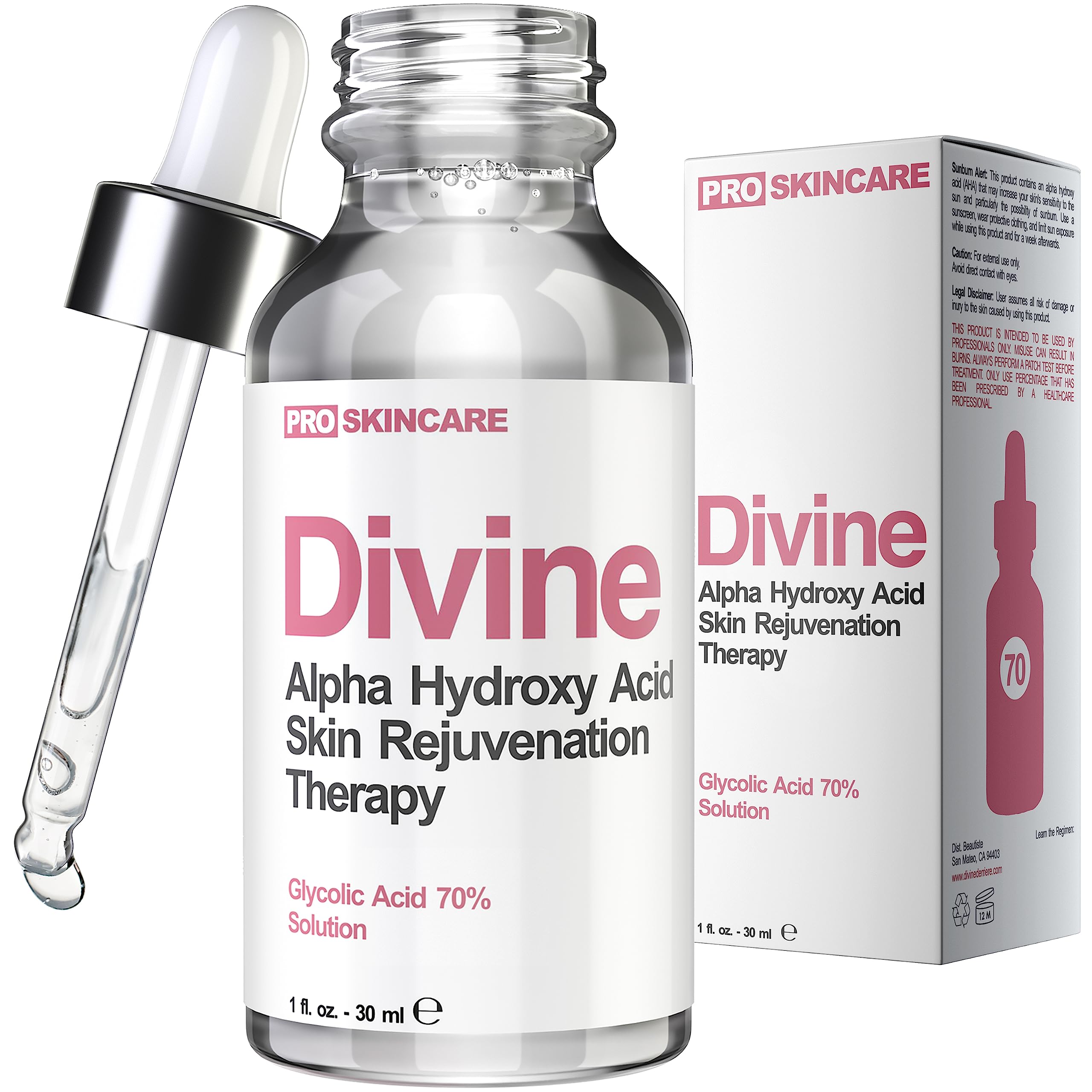 Divine Derriere Glycolic Peel bouteille – exfoliation visage efficace.