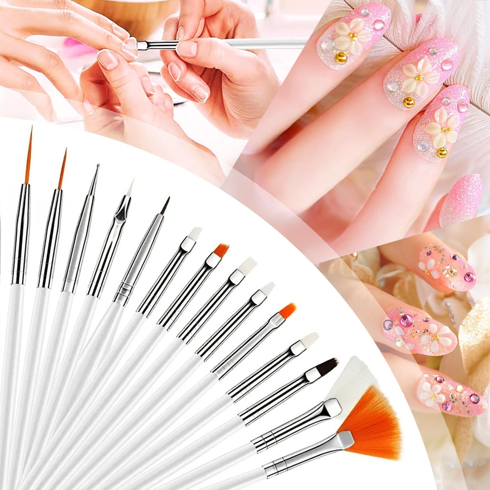 DIYCICO 15 pinceaux pour décoration des ongles, tracés et motifs.