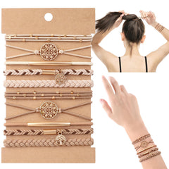 DIYDEC élastiques cheveux bracelet 5 styles beige – maintien doux et durable.