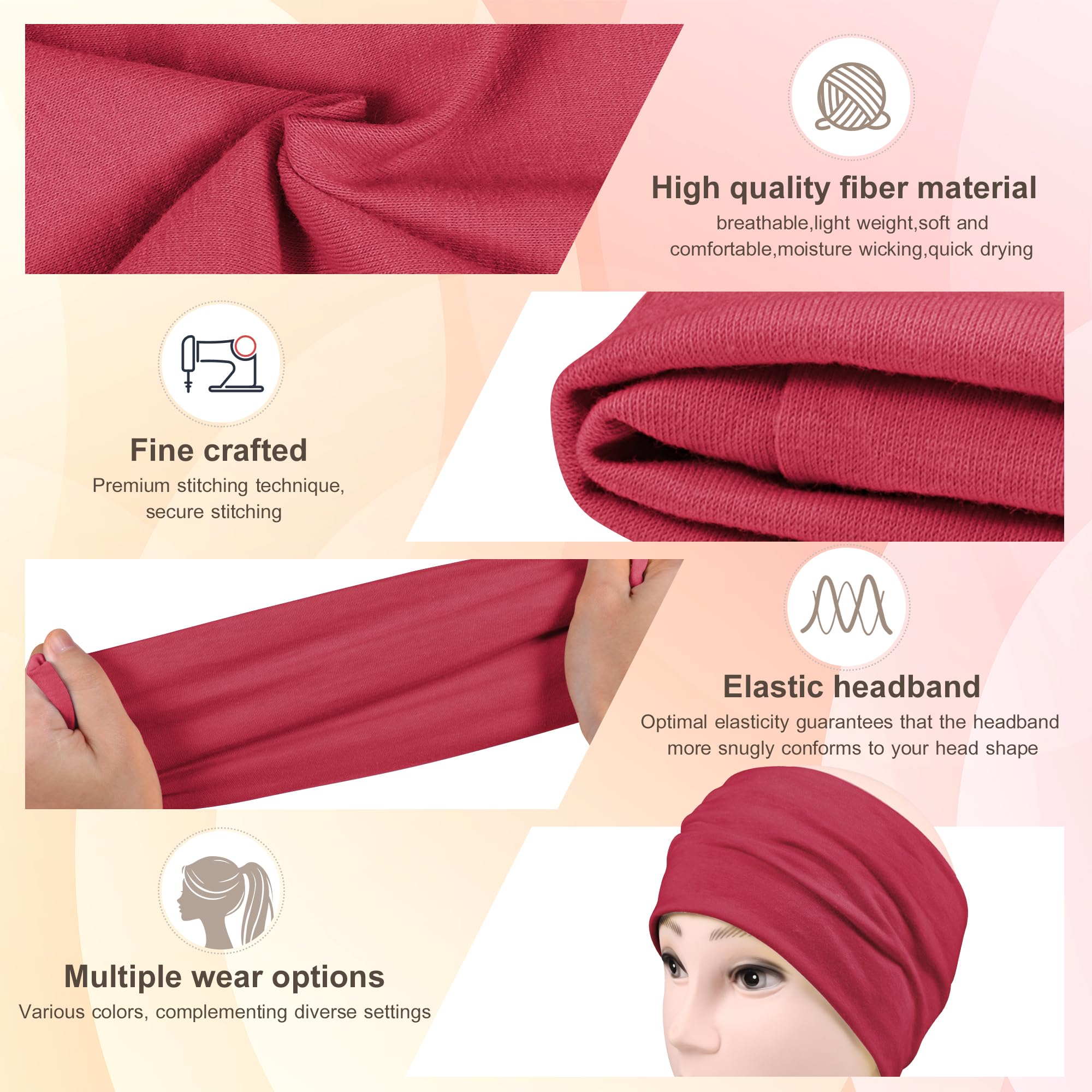 DiyJibb bandeaux-cheveux taille universelle 9 pouces pour tous les tours de tête.