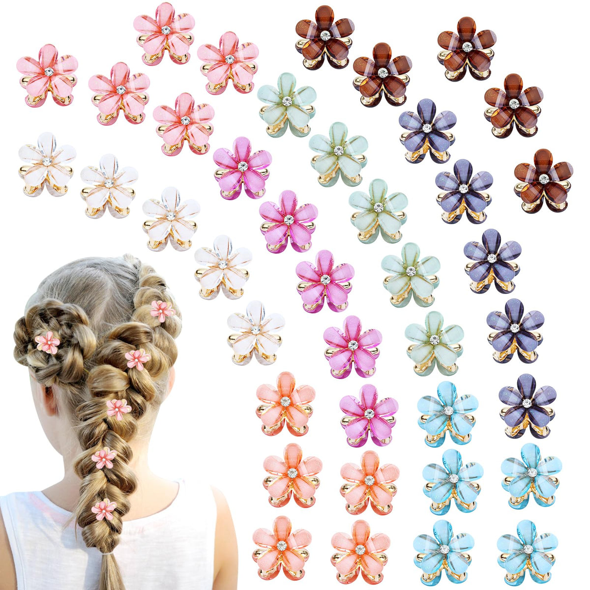 Dizila pince fleur mini cristal ivoire, idéal pour sécuriser petites mèches et ajouter une touche scintillante