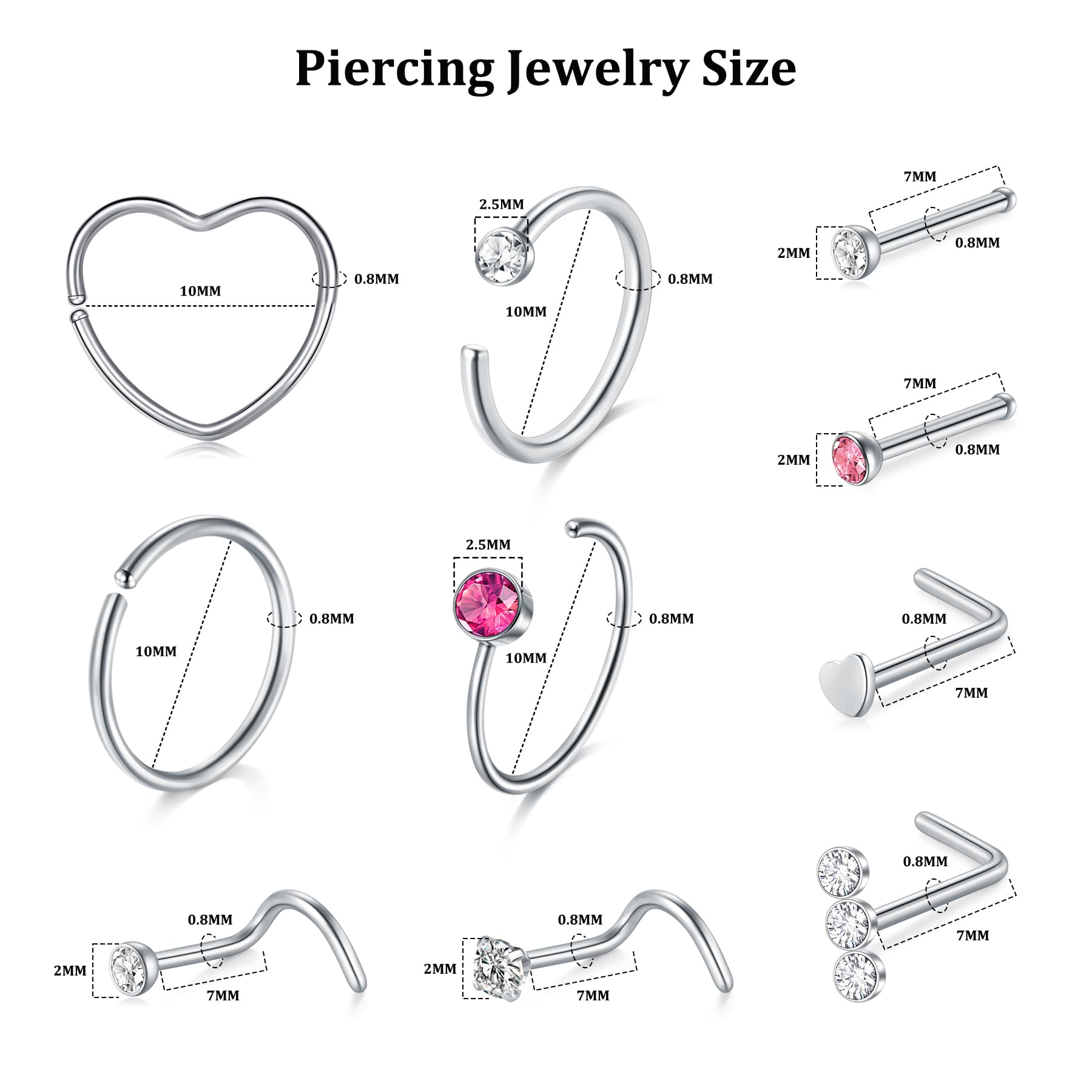 DJCIW accessoires-nez-acier-inoxydable: pièces hypoallergéniques durables.