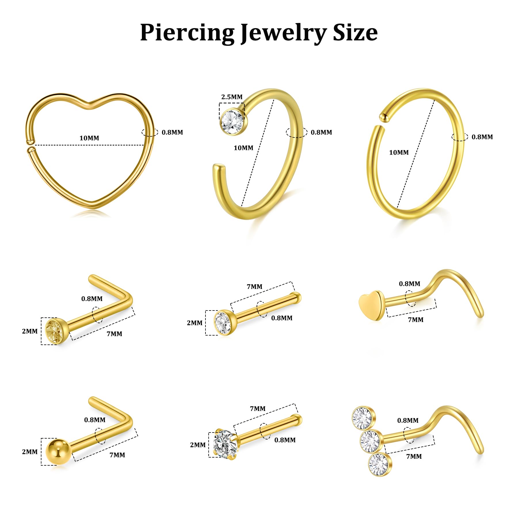 DJCIW: anneaux et studs en acier inoxydable hypoallergéniques pour le piercing nez.