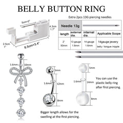 Bague nombril papillon CZ 14G DJCIW, design élégant et scintillant.