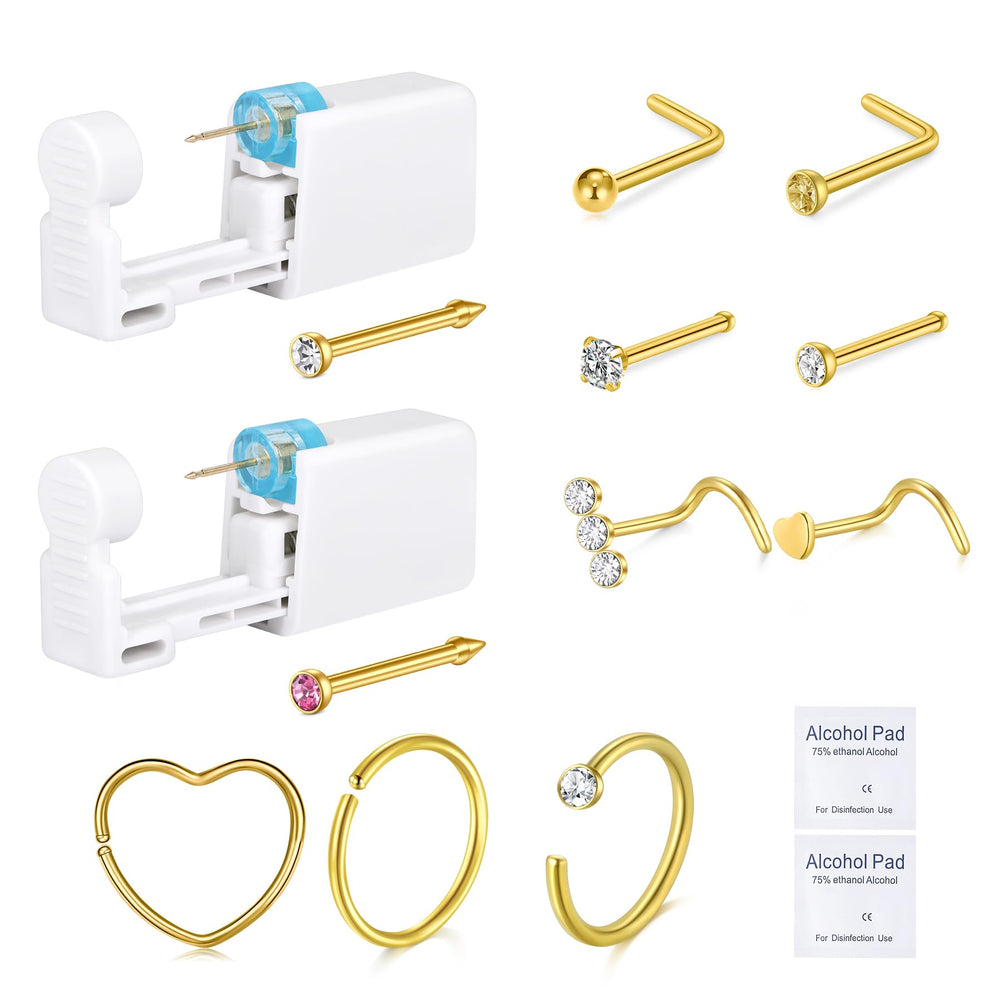 DJCIW kit piercing nez: pistolets préchargés pour pose rapide au domicile.