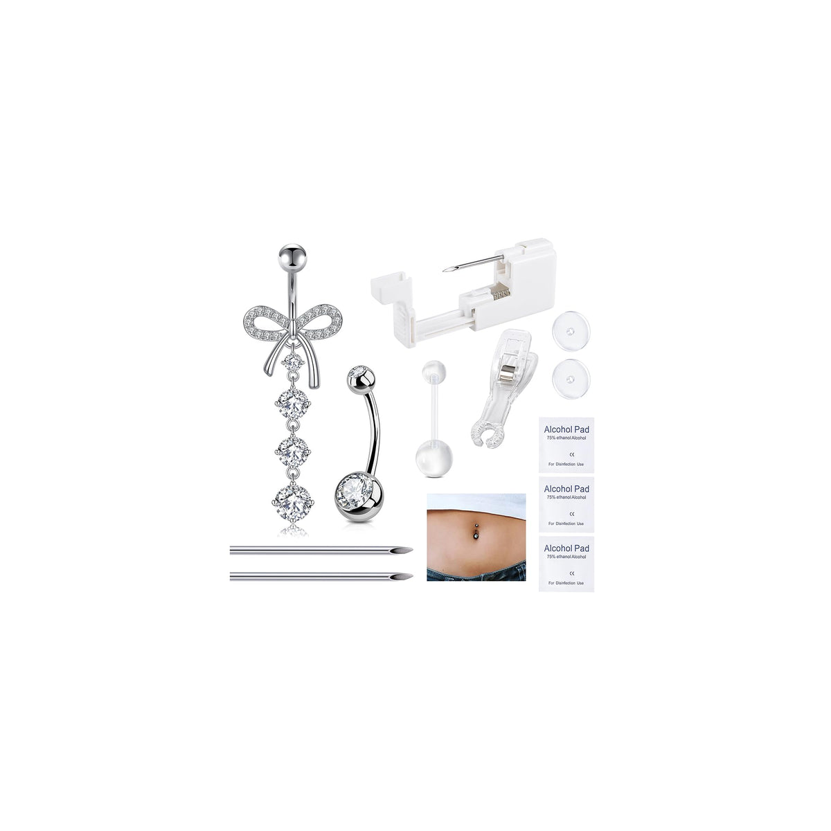 DJCIW kit piercing nombril en acier 316L, pratique pour débutants et professionnels.