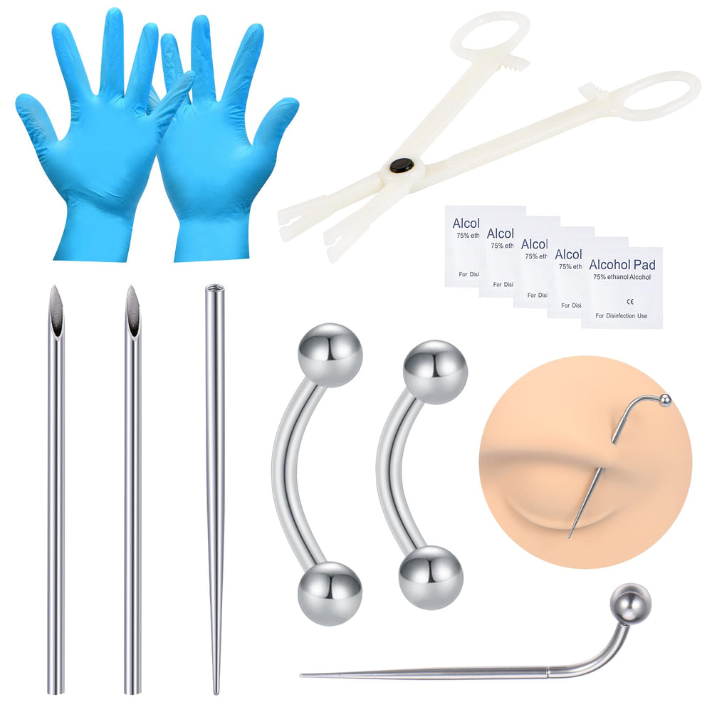 DJCIW kit piercing sourcils 16G pour piercing à domicile, pratique et hygiénique.