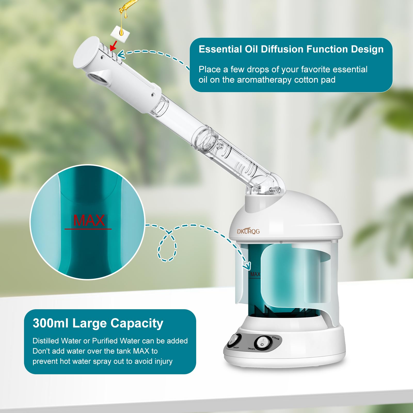 Vapeur ozone DKURQG offre une atomisation fine et un nettoyage approfondi.